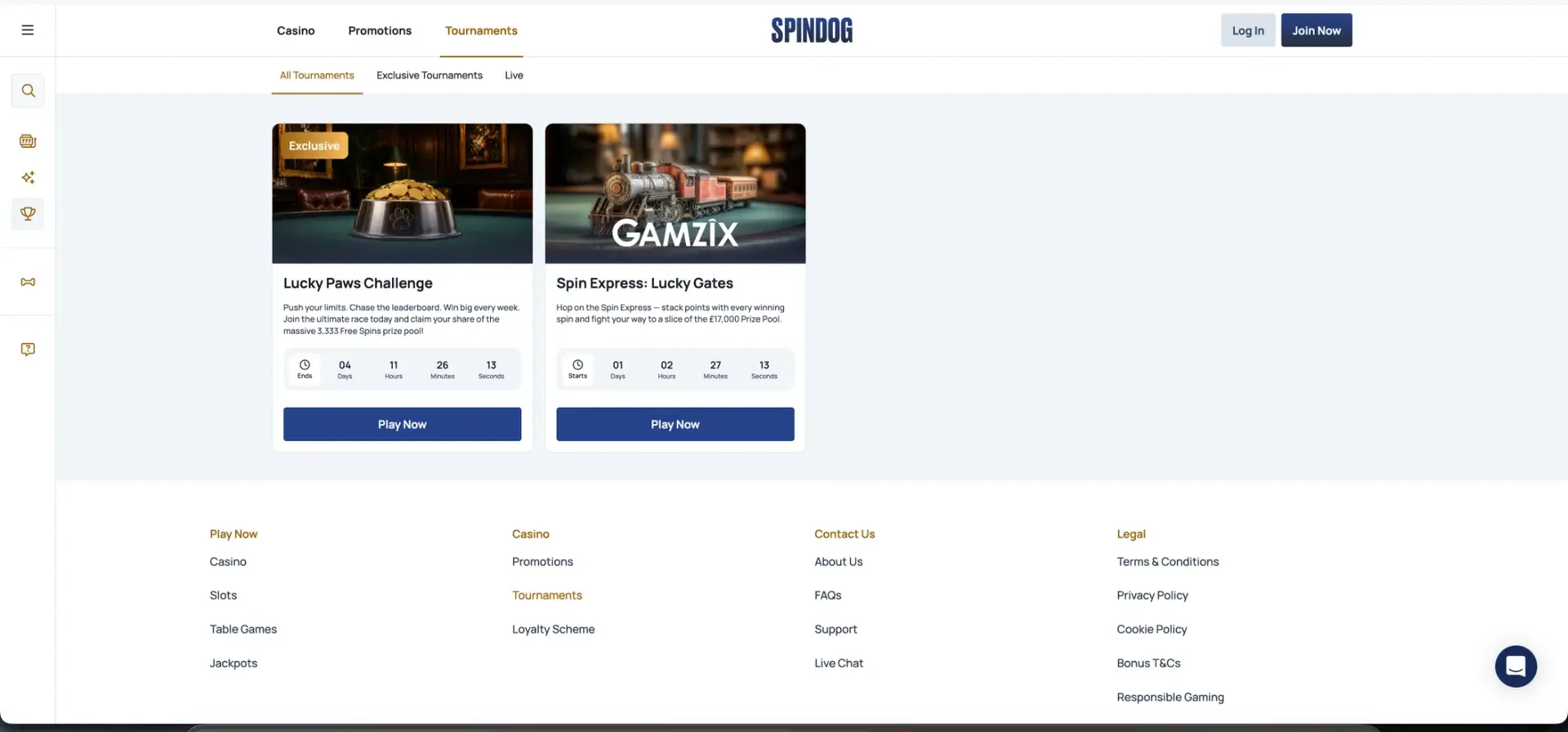 Prize drops and tournaments at SpinDog casino